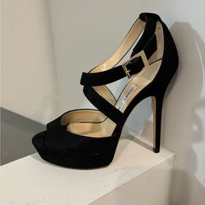 Jimmy Choo Black Strappy Platform Heels-Size 36
